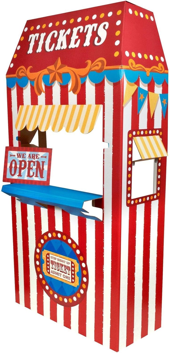 Carnival Games Party Supplies Decoration Ticket Booth Cardboard Stand Playhouse
