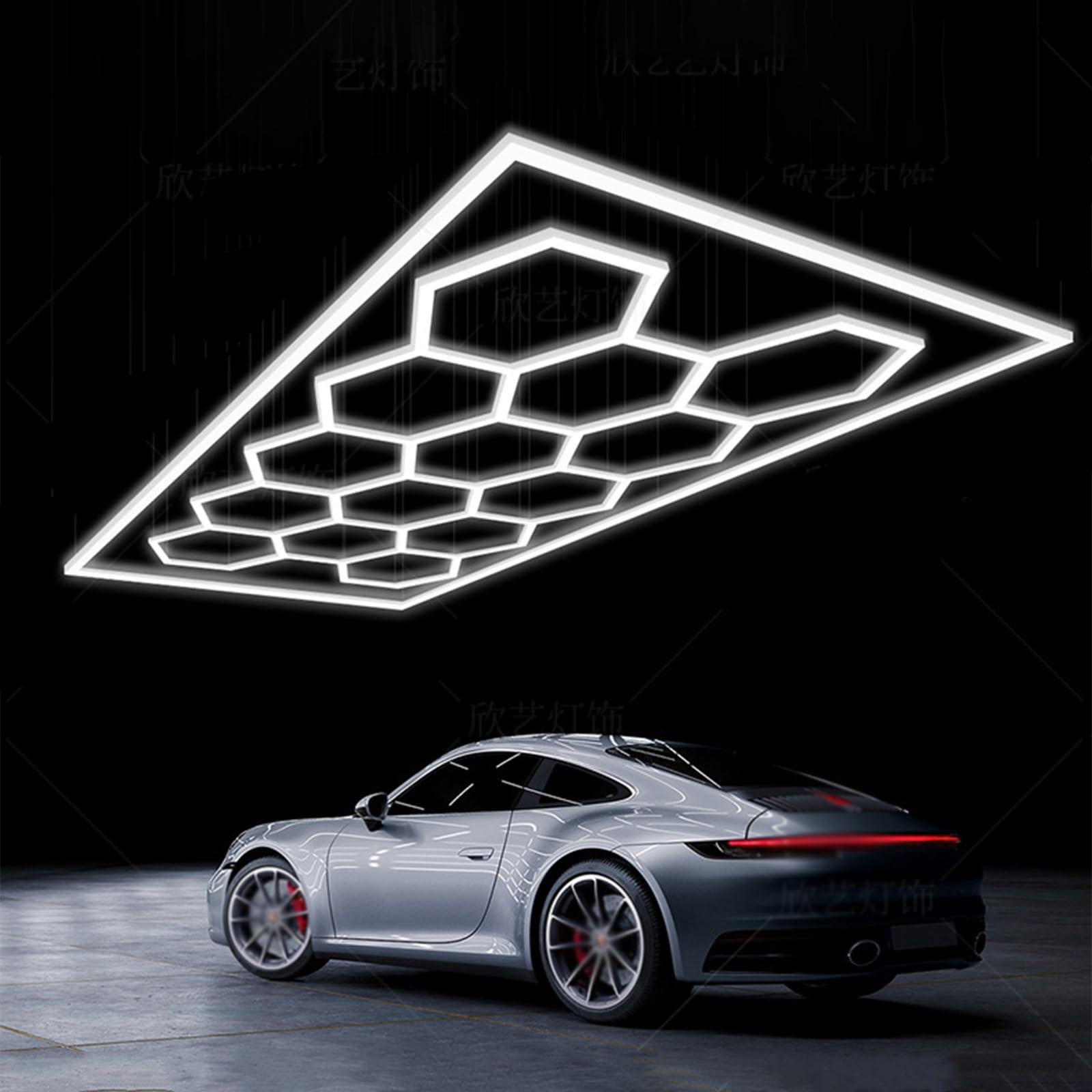 Luces LED hexagonales de panal, blancas, 120 lúmenes, 6500 K, IP54, resistentes al agua, para garaje, barbería, lavado de autos, gimnasio. 14 HEX