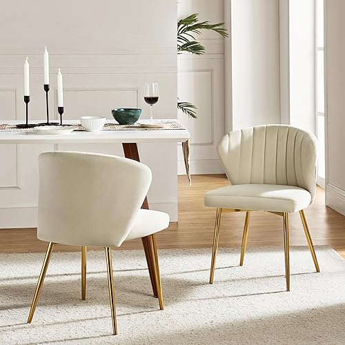 Miniatura 8 de HULALA HOME Sillas de comedor de terciopelo, moderna silla pequeña sin brazos con patas de metal dorado, bonita silla lateral tapizada para sala de