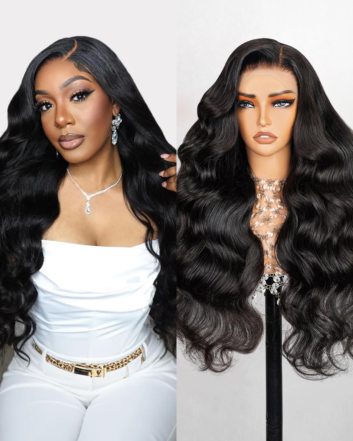 Parrucca Capelli Umani 13x4 HD Lace Front Wigs Unprocessed Brazilian Virgin Hair Pre Cut Lace Upgraded No Glue Bleached knots Body Wave Human Hair Wig for Women Natural Color 22 Pollici