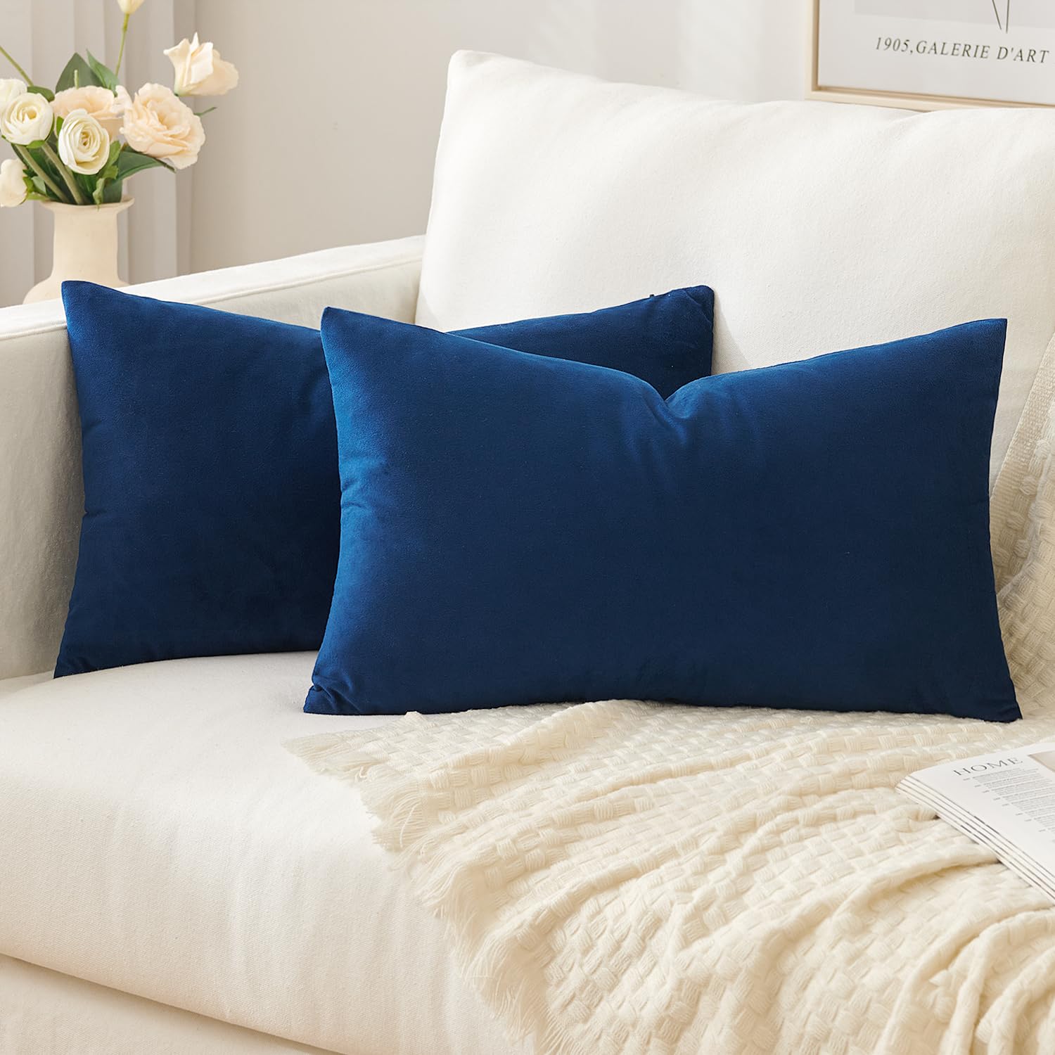 Slozzi 2er Set Samt Kissenbezüge Haushalt Dekokissen Dekorative Kissenhülle Weich Sofakissen für Sofa Schlafzimmer Wohnzimmer
