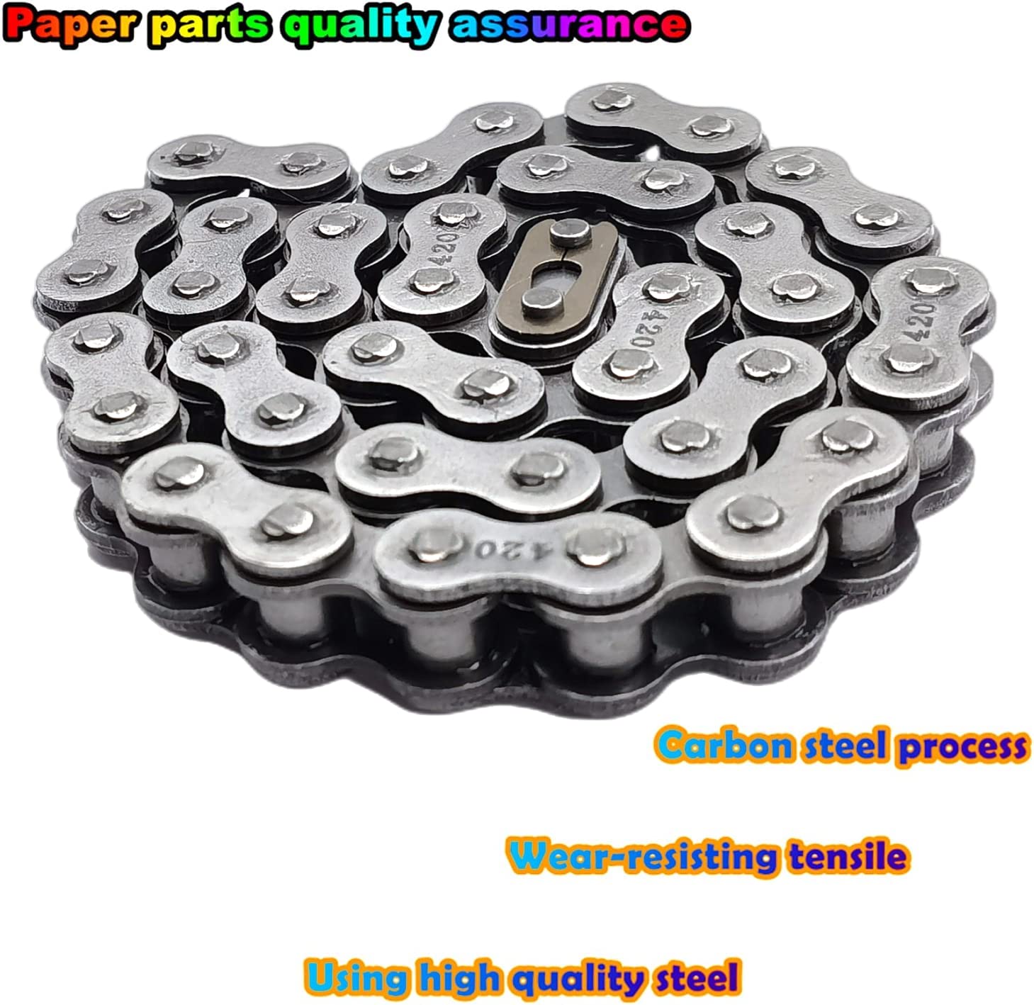 Front Jackshaft #420 Chain 42 Links fits Coleman CT200U CT200U-EX BT200X Mini Bike Chain MB200 MB165 Baja Warrior Heat Mini Baja Motorsports (#420 Chain 42 Links)