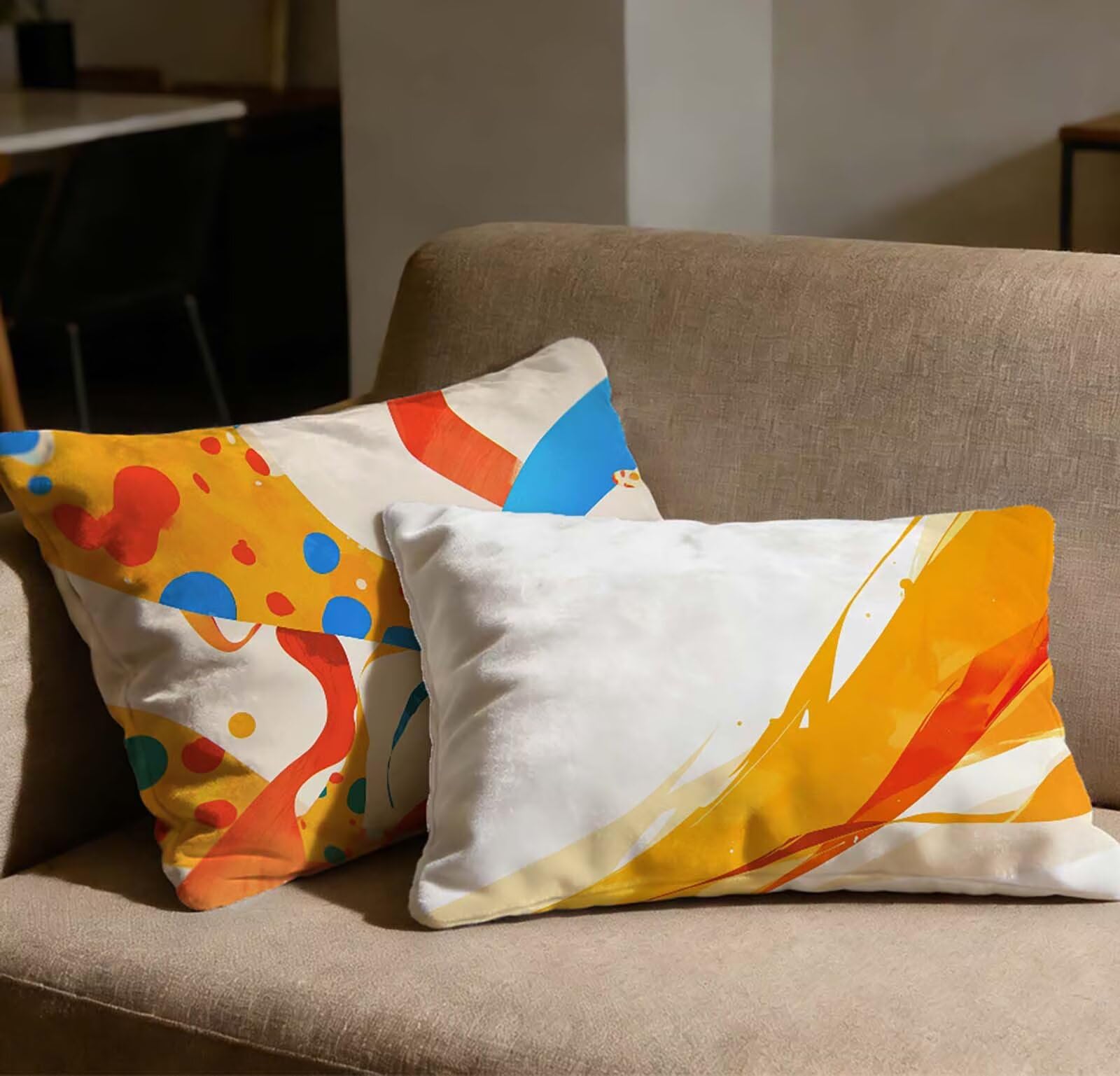 Taie oreiller 40x70 lot de 2 housse de coussin orange velours rectangulaire salon