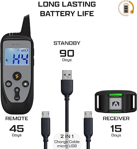 Miniatura 8 de INVIROX Collar de choque para perro grande edición 2023 Collar de entrenamiento de perro de 123 niveles rango de 1100 yardas 100 impermeable collar