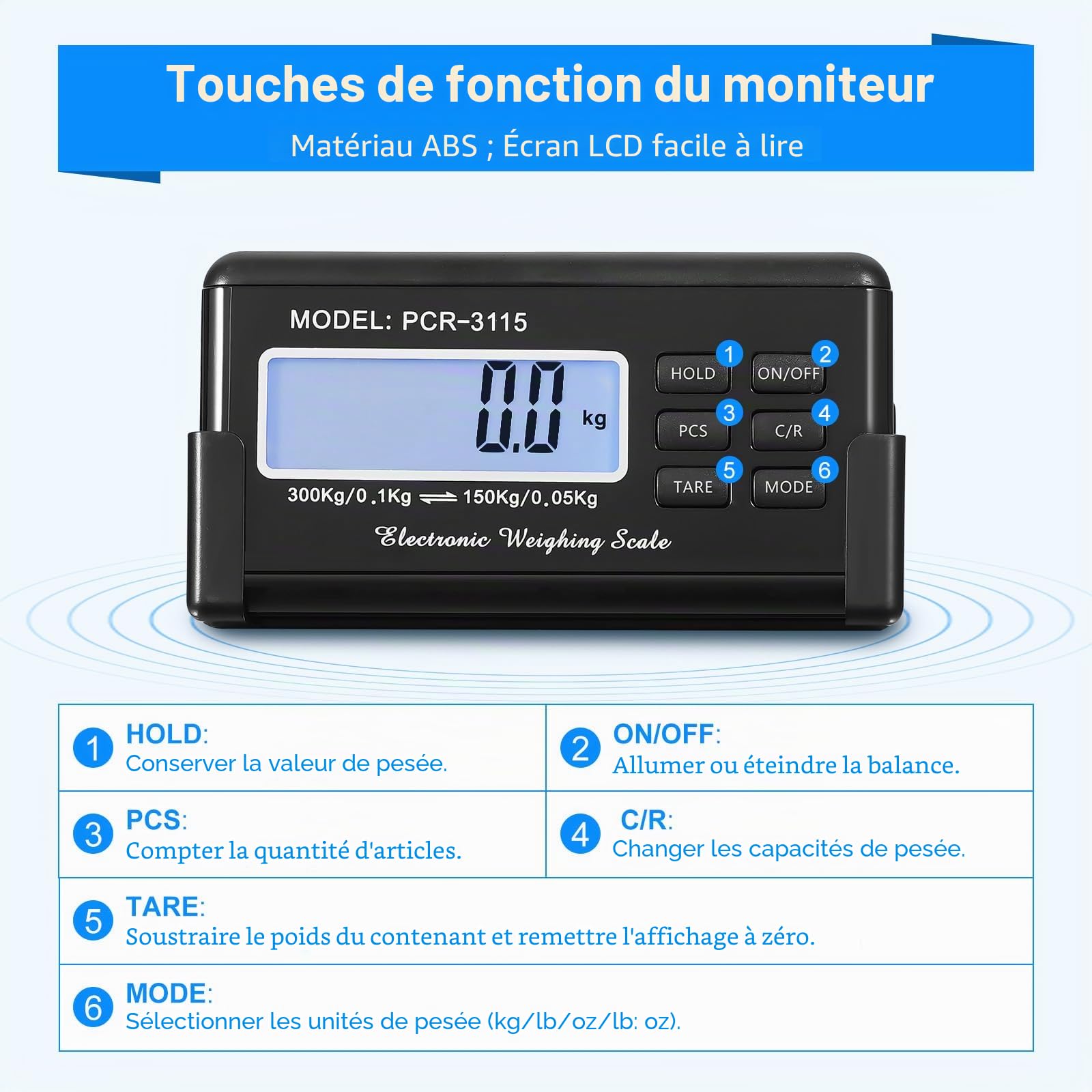 Balance numérique LCD, grande pour animaux de compagnie, 103 x 53 cm, 300 kg, balance vétérinaire, moniteur noir, balance pour animaux domestiques, cliniques vétérinaires, courrier, expédition