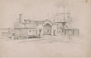 ArtDirect Kaighn Avenue ferry terminal, Camden, New Jersey (1852) Unframed Art Print Giclee Poster by James Fuller Queen - Ready for Framing with Customization Sizes 10x6, 14x9, 20x13, 36x23, 48x30 and 60x38 inches