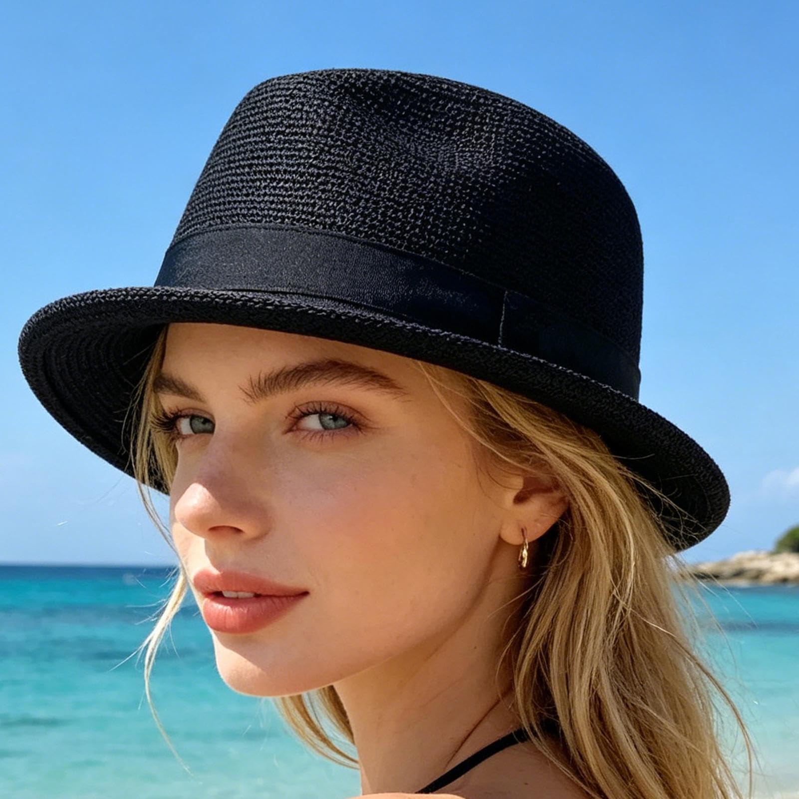 Sombrero Porkpie De Verano - Gorra Jazz Transpirable Y con Estilo,Sombreros De Paja Pork Pie para Hombre | para Verano Playa Actividades Al Aire Libre Cosplay Unisex Vacaciones