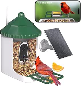 Bird Feeder with Camera AI Identify 2K Live Video Smart Bird Feeder with Camera, 2.4GHZ WiFi Solar Birds House Cameras, Motion Detection Instant Arrival Alerts, Ideal Present for Birds Lovers asin的图片
