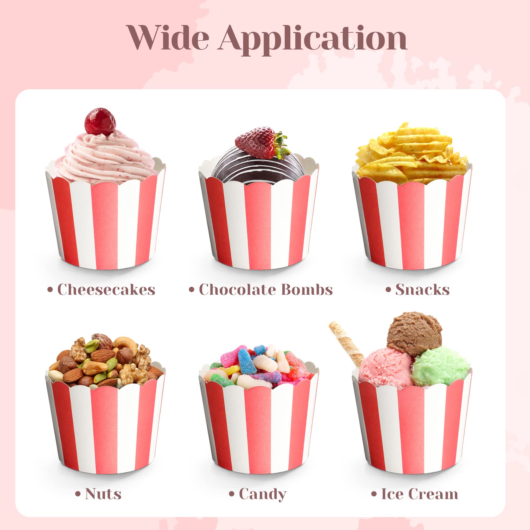 Cupcake-Förmchen, 50 Stück, Rot-weiß, Antihaftbeschichtet – Backofenfest Bis 220°C, Ideal Für Partys & Desserts