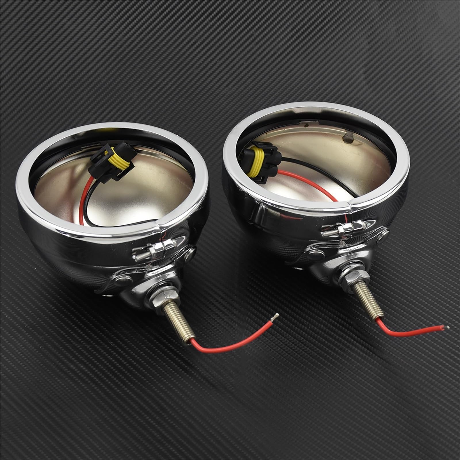Base de bombilla Clips Soporte para luz antiniebla de motocicleta de 4-1/2" con intermitentes, compatible con Harley Touring, Electra Glide (1997-2013), Road King.(Black Housing Cover)