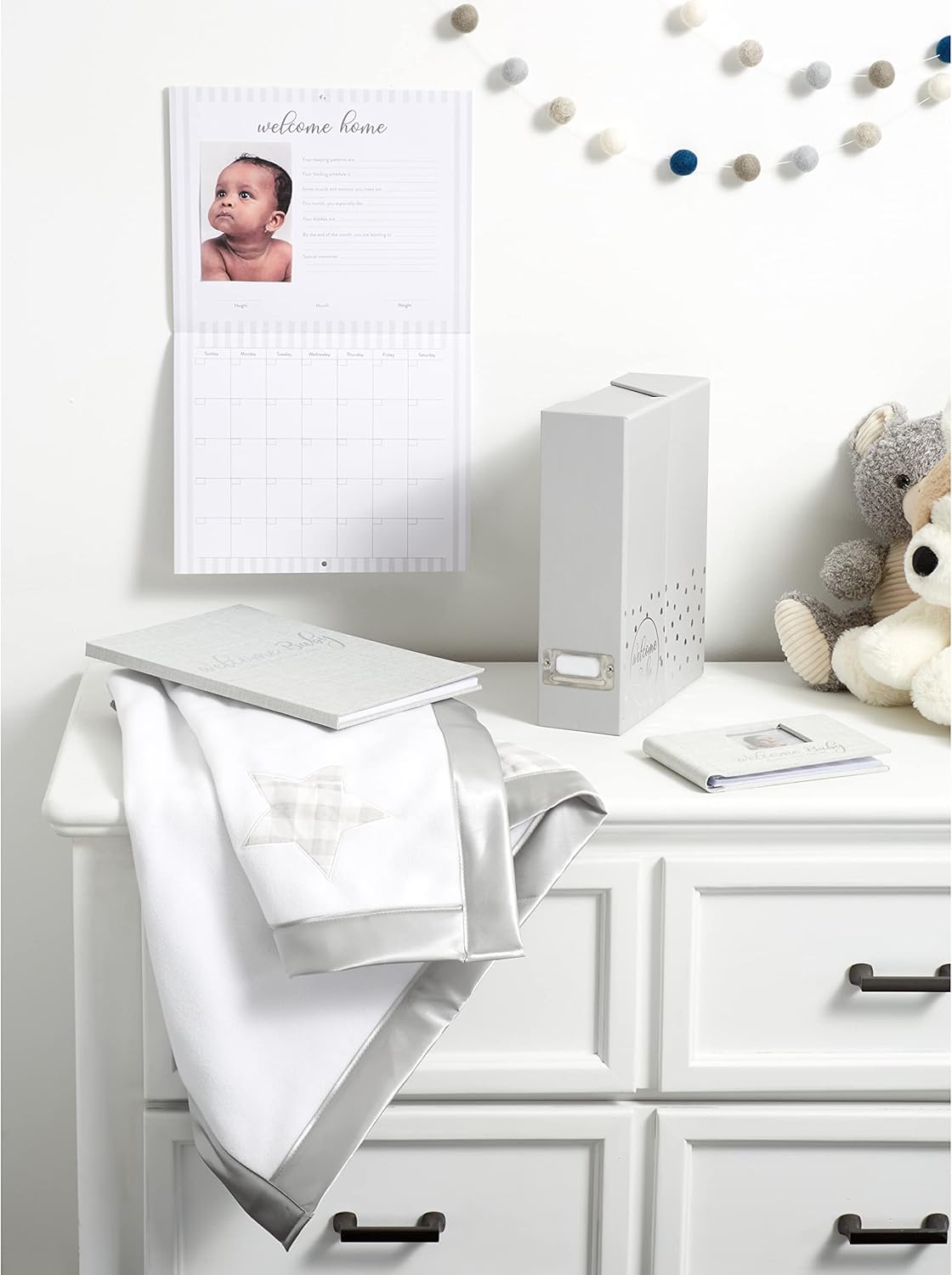 C.R. Gibson B2-24591 First Year Gender Neutral Baby Memory Book, 8.75" W x 11.3" H, Gray and Silver