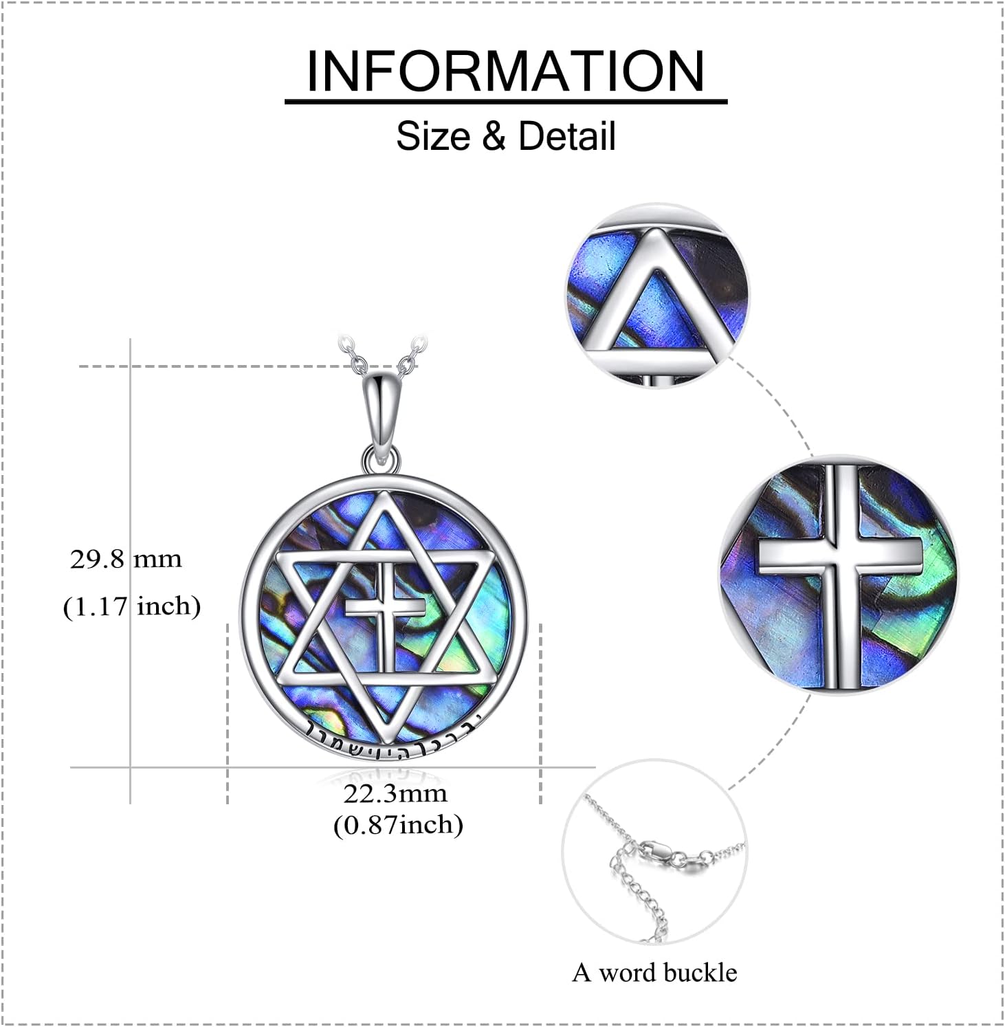 DAYLINLOVE Jewish Star & Cross Sterling Silver Necklace - Star of David & Christian Jewelry for Women, Men & Girls
