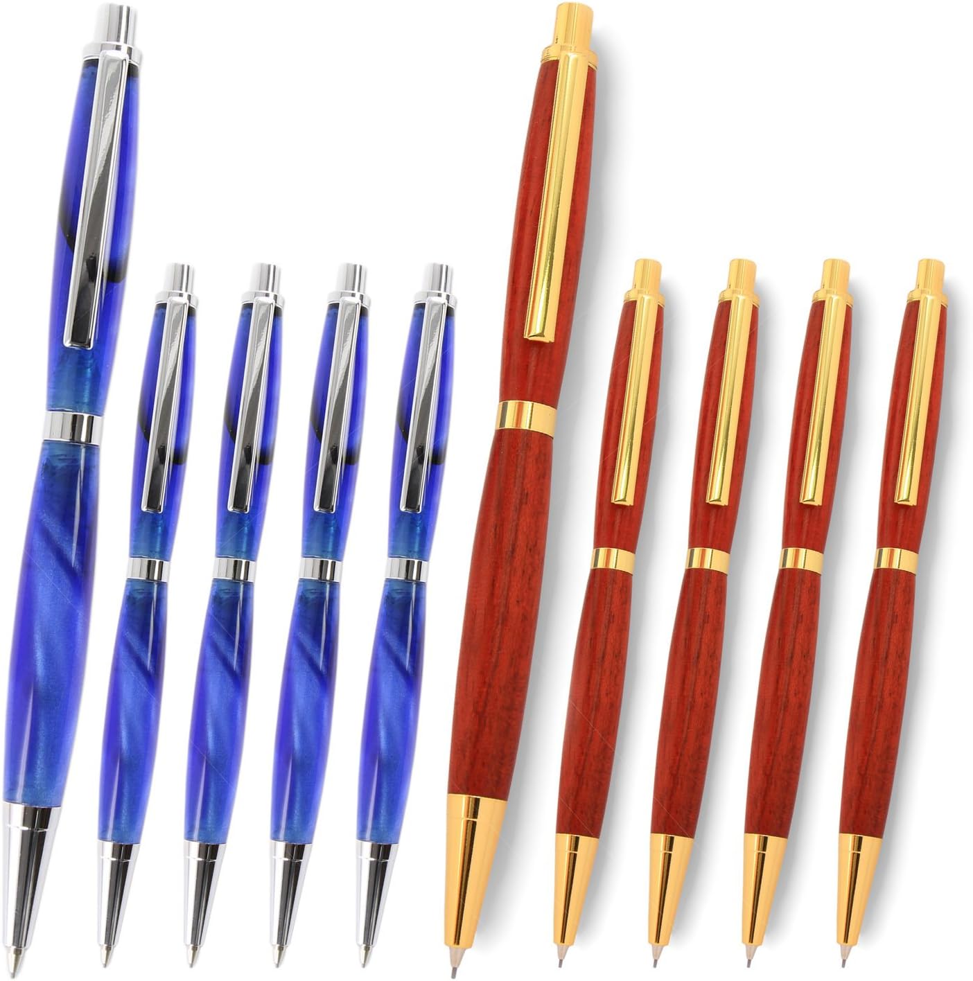 Slimline Pencil Kit - Gold & Silver Variety, 10 Pack, Includes 5 Gold, 5 Chrome