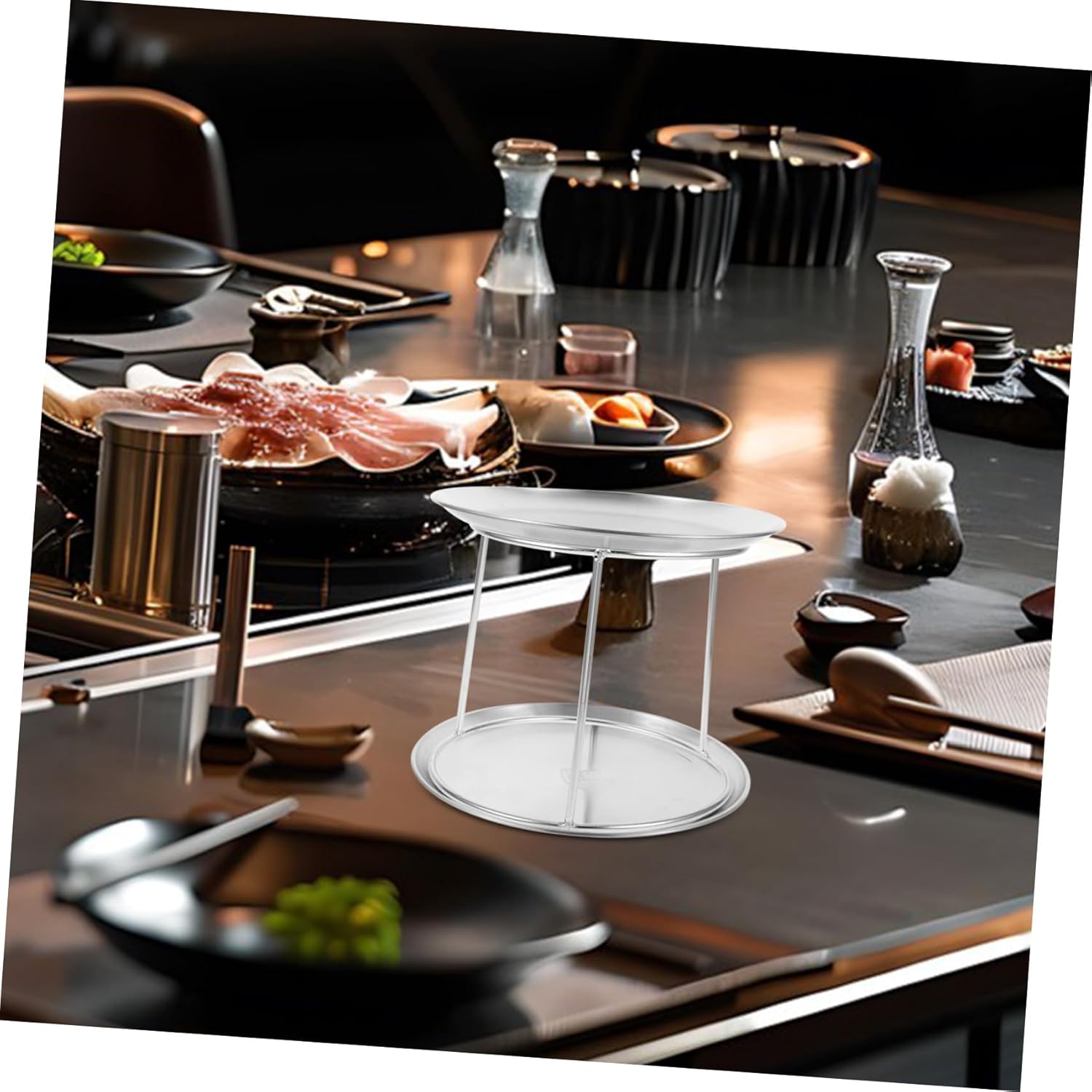 Stylish Metal Pizza Plate Stand 3pcs Seafood Tray Rack Versatile Serving Utensils for Food 16-18cm