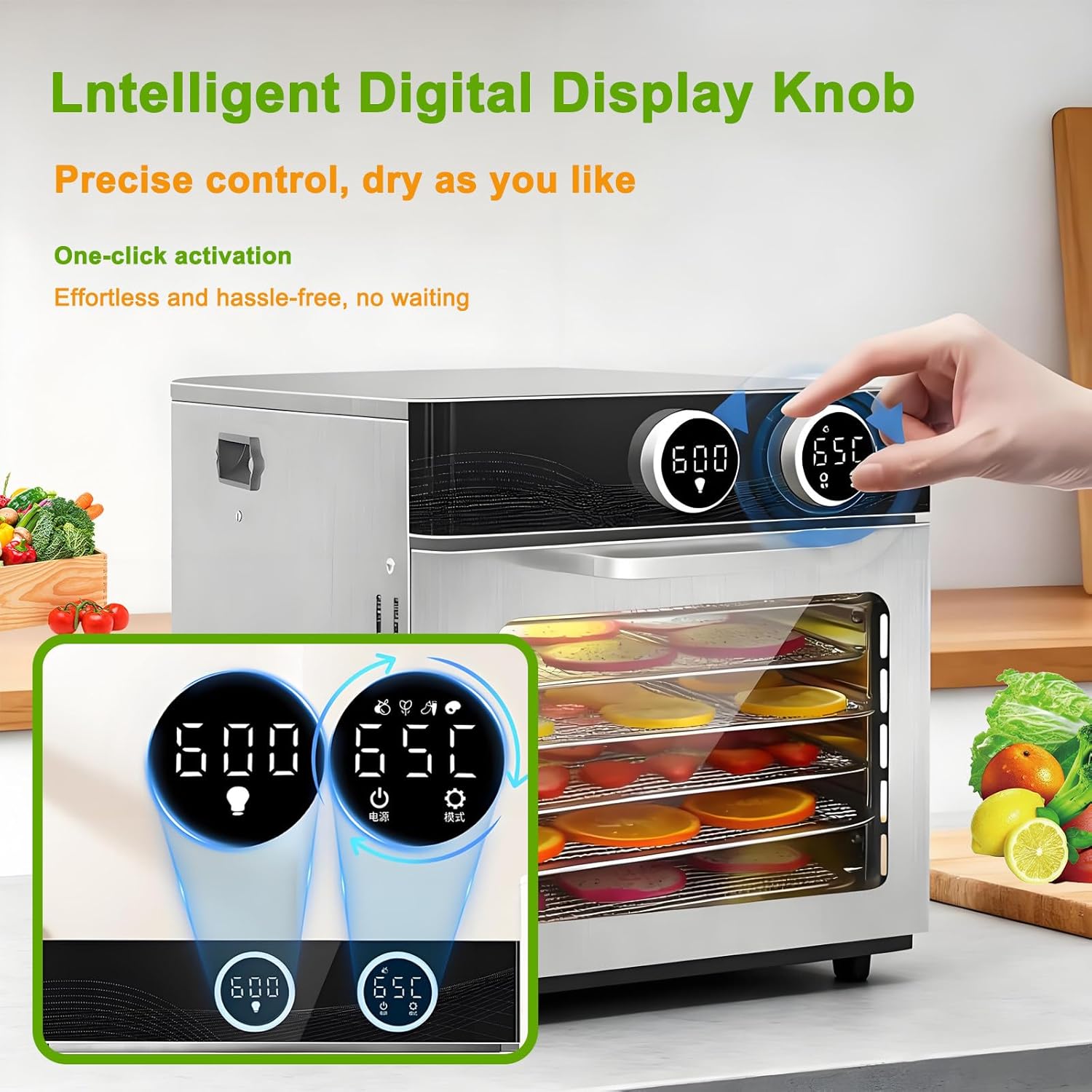 1000W Commercial Freeze Dryer & Food Dehydrator, 6-12Layer Electric Food Dryer, Adjustable Temp 86℉-194℉, Timer 0-24 H for Vegetables, Meat & Seafood 10-floors