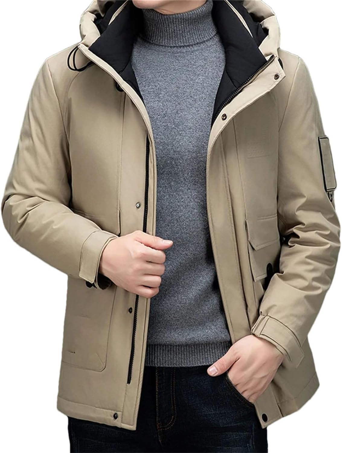 Men's Winter Down Jacket Hooded Overalls Warm Thick Coat