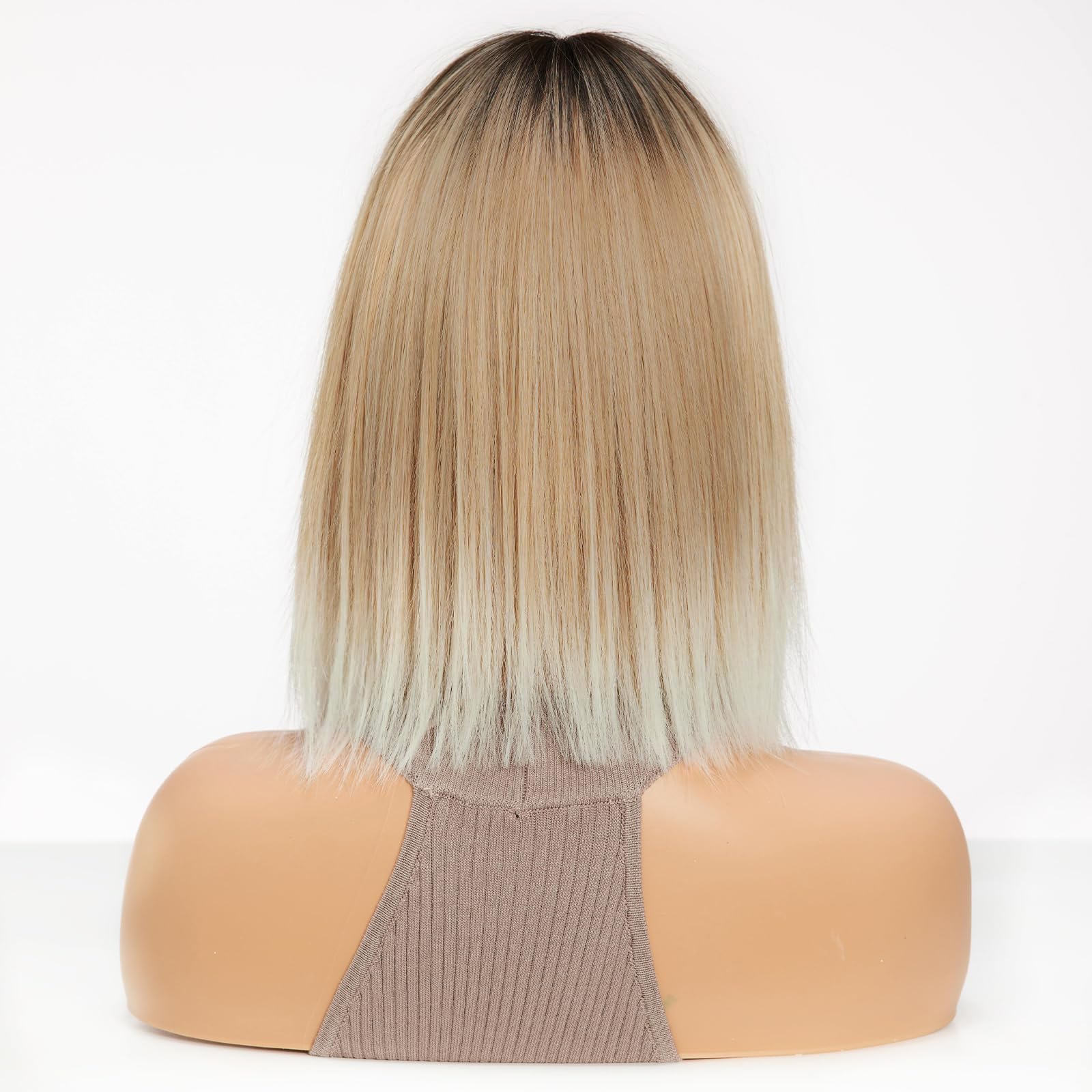 HAIRCUBE Parrucche Lisce per Donna, Parrucca di Capelli Sintetici con Frangetta (da Biondo Candeggina a Bianco)