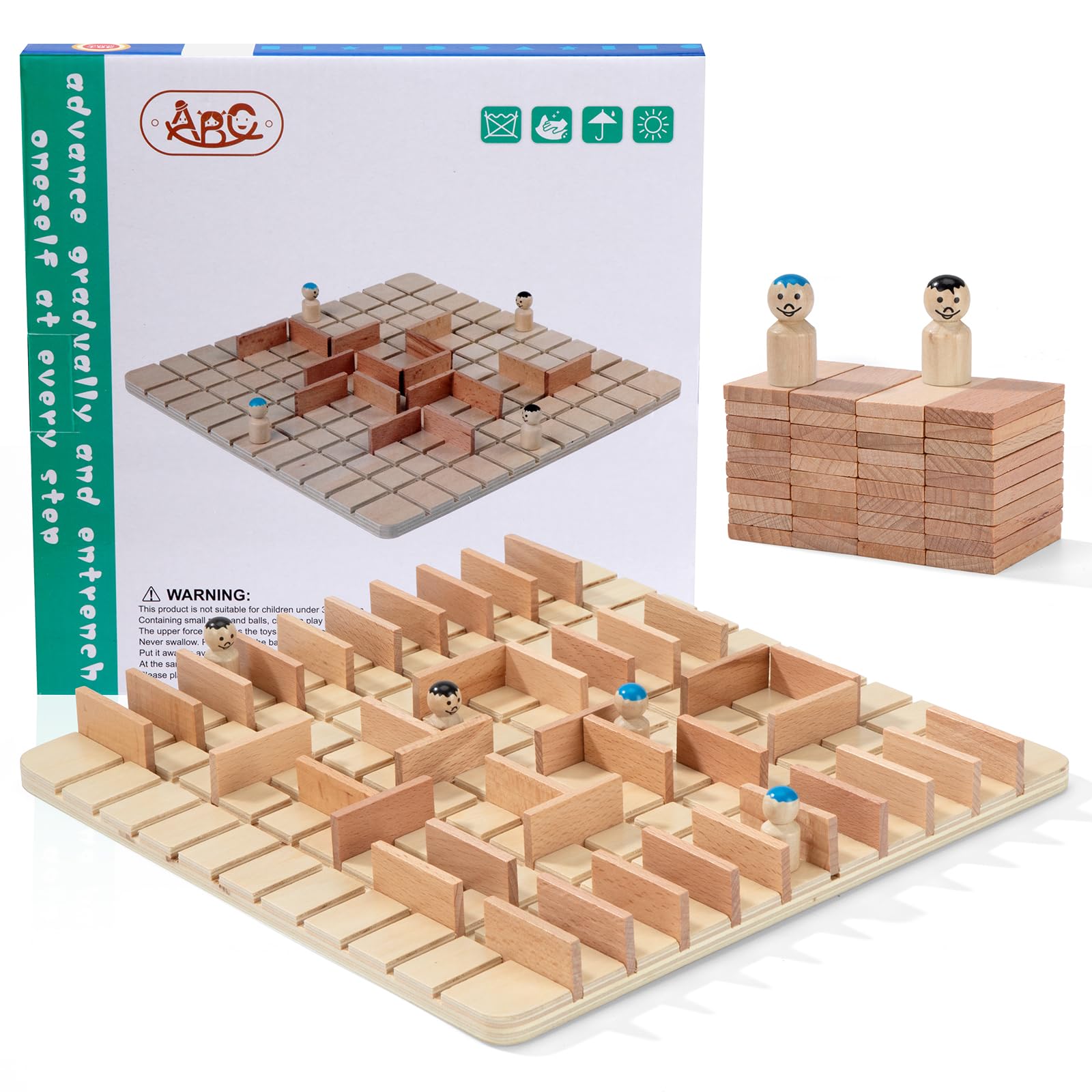 Gioco di Strategia in Legno Per 2-4 Giocatori Scacchi In Legno per la Famiglia Sviluppa l'Intelligenza Scacchi Gioco Educativo per Sviluppo Logico e Legame Genitori-Figli