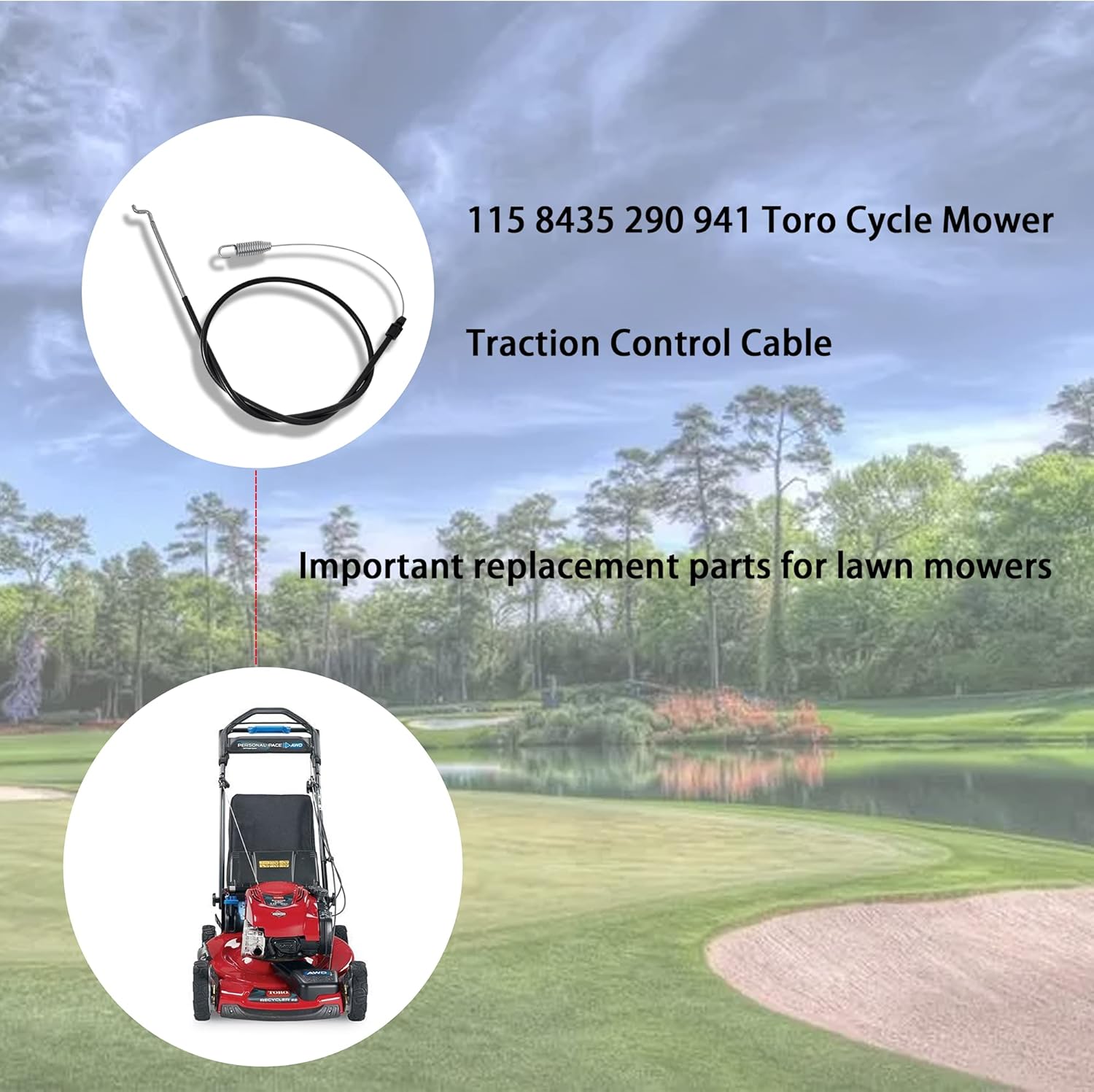 115-8435 290-941 Replacement Traction Control Cable for Toro Recycler Lawn Mowers 20332 20333 20334 20337 20340 20352 20363 20372 20373 20374 20376 20955 20956 20958