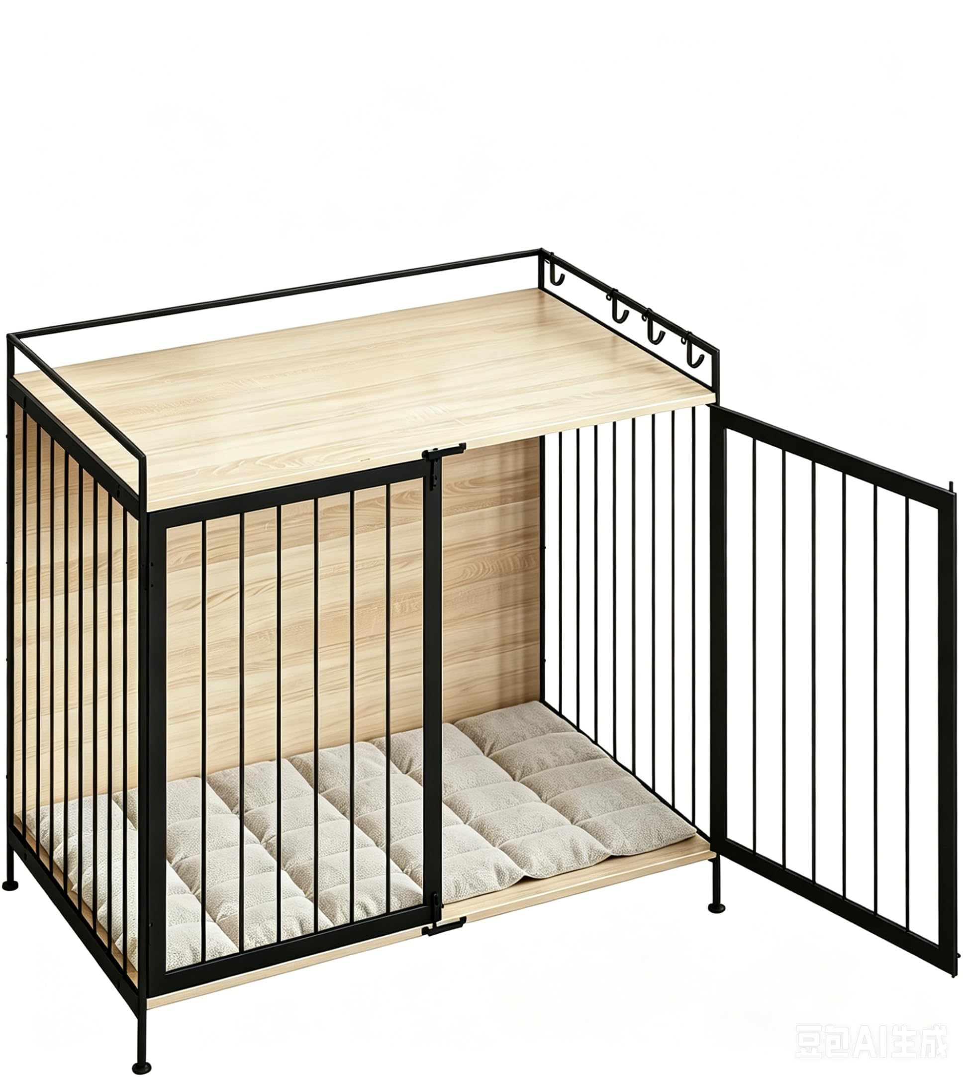 EUGAD Hundebox, Hundekäfig Möbel, Hundebox für Zuhause | 104x92x60cm, für Kleine bis Mittelgroße, mit Großzügige Plattform, aus Holz, Hundekäfig Indoor,Dog Crate als Beistelltisch