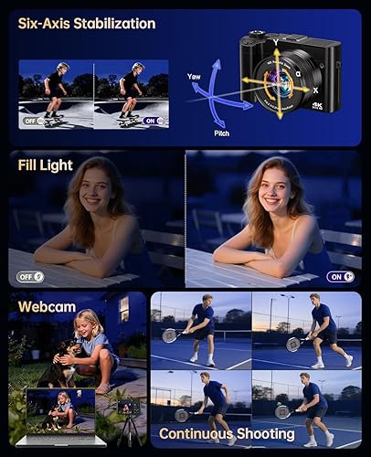 Miniatura 8 de Cámara digital 4K para fotografía - Cámara de videoblogs de 64 megapíxeles con enfoque automático para YouTube con lente dual - Zoom digital 16X