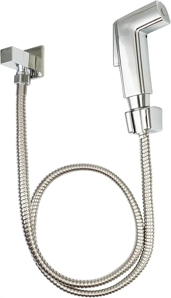 TKLA Ducha Higiênica Quadrada 1/4 De Volta Completa Cor Cromada Duchinha Chuveirinho Metal Inox