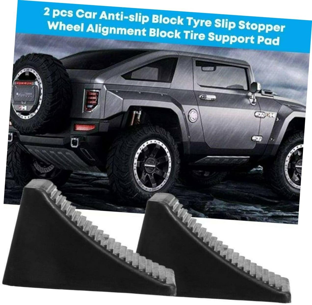 PartyKindom 2pcs Heavy Duty Wheel Chocks for Cars Rubber Wheel Stoppers Automotive Chocks Camper Tire
