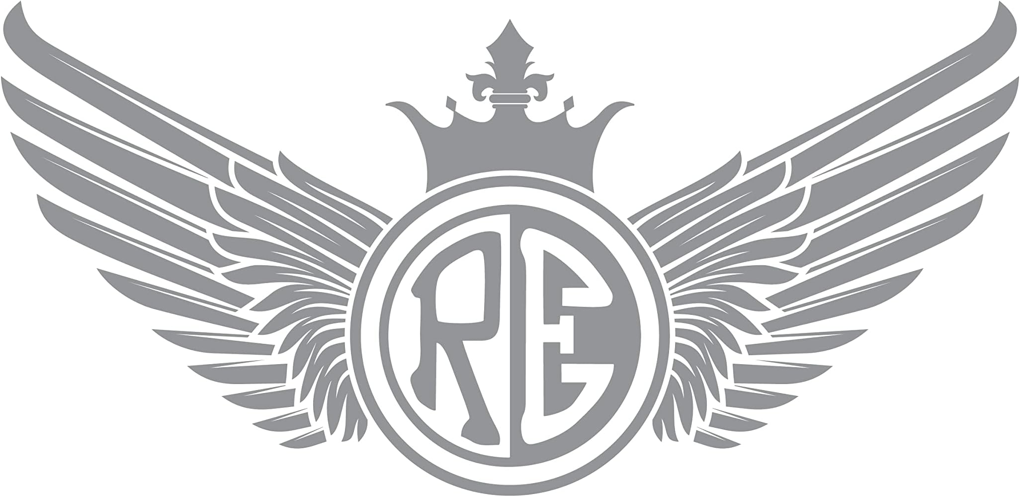 ISEE 360® RE Wings Bullet Vinyl Water Resistance Stickers Compatible for Royal Enfield Sides Tank, Battery Cover, Helmet L X H 11 X 5.5 Cms (Grey)