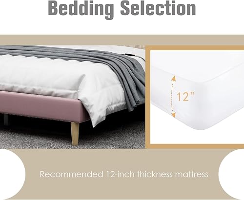 Miniatura 87 de AGARTT Base de cama tapizada tamaño individual con cabecero y estribo, soporte de listones de madera, no necesita somier, fácil montaje, terciopelo