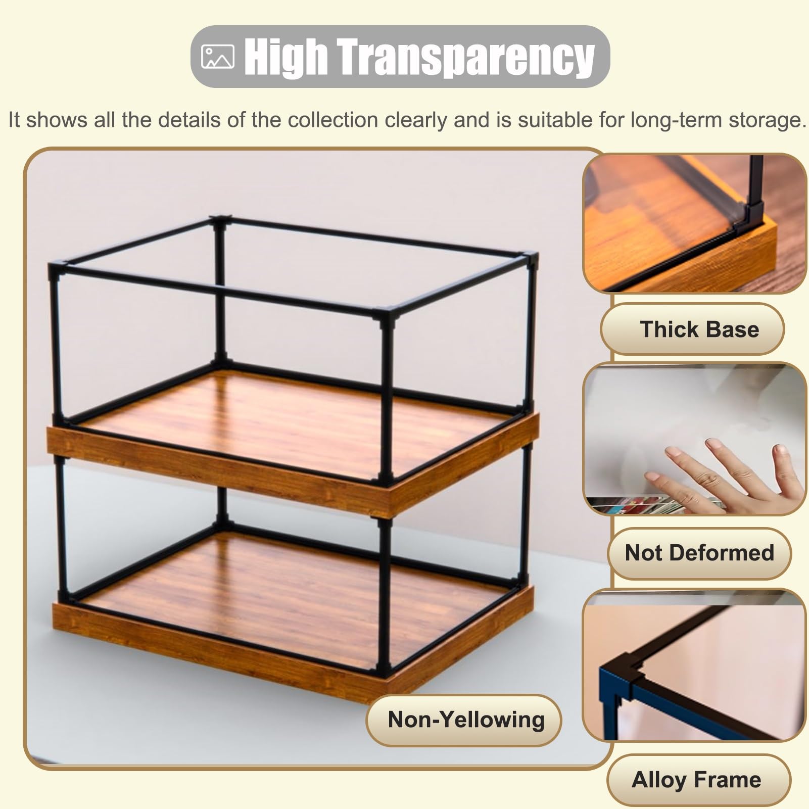 Vitrina AcríLica Vitrina de Madera de 50 40 45 60 65 cm de Largo. Vitrina de Acrílico Transparente para Objetos de Colección, Bolsos, Muñecas y Figuras. Organizador Apilable(30x25x25cm/12x10x10in)