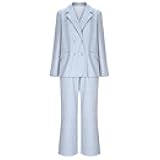 Womens 2 Piece Blazer Set Oversized Jacket Suits Wide Leg Pants Sets Lapel Button Up Blazers Business Casual Outfits