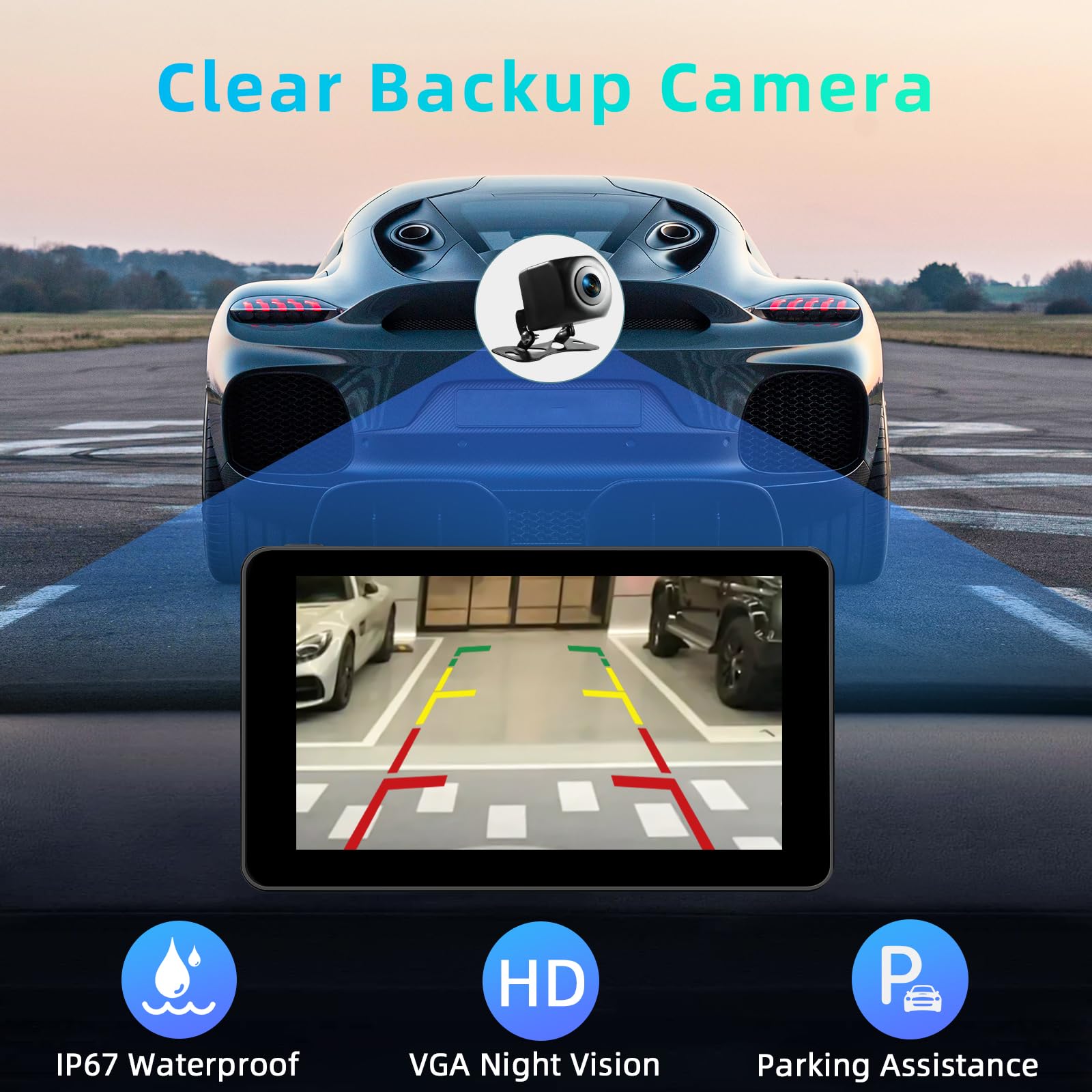 7 Pouces Écran Carplay Voiture pour Apple Car Play, Écran Android Auto Voiture avec Caméra de Recul/Bluetooth/FM/AUX/Mirror Link/Commande Vocale/Navigation GPS