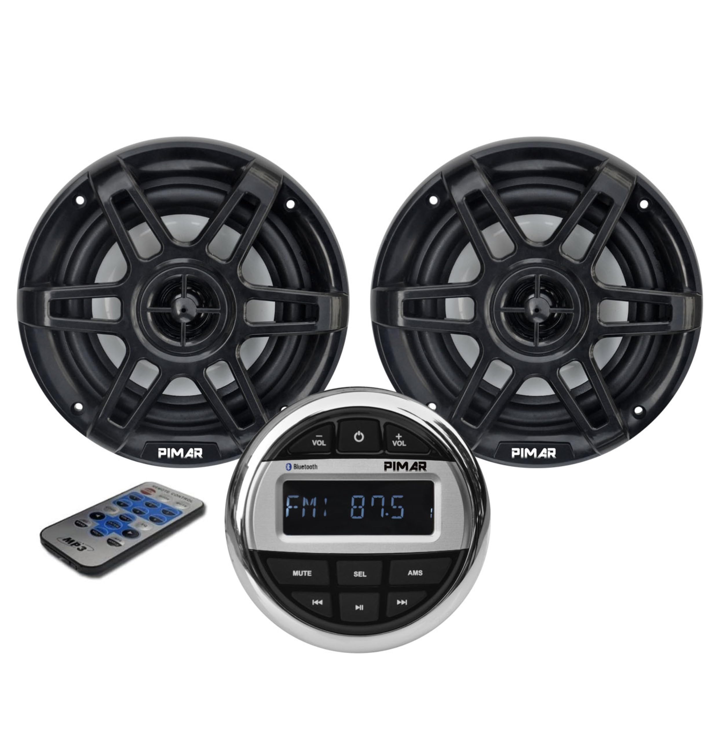 PIMAR Kit stereo z głośnikami 150 WATT radio Bluetooth USB pilot łódź