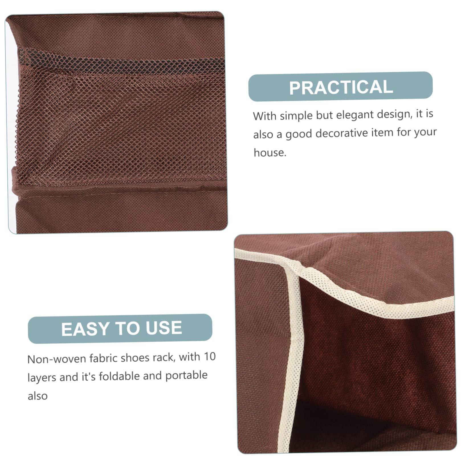 ABOOFAN 10 Foldable Non Woven Fabric Shoes Rack Portable Hanging Shoes Organizer for Space Saving Storage Elegant Design Coffee Color for Closet and Home Use