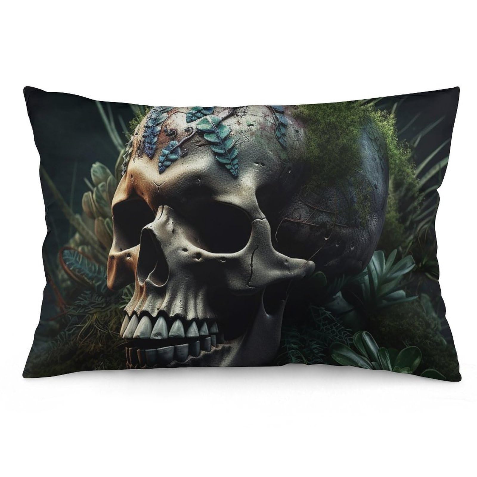 NTVOWPZO 2 Pack Decoration Throw Pillow Covers 12 "x20 Pillowcases Covers Skull and Plants Pillowcases Modern Farmhouse Home Decor Sofa Cushions Covers for Couch Bed Living Room