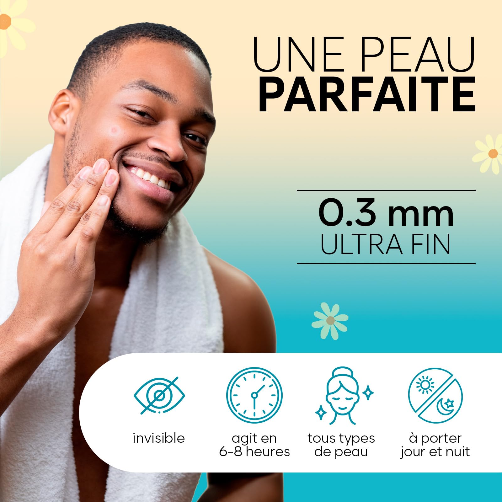 Grands Patch Bouton Acne Invisible pour le Visage, Pimple Patch Hydrocolloïde, Traitement de l’Acné pour le Visage, Anti-Bouton, Anti Bouton (6 Tailles, 128 Pièces)