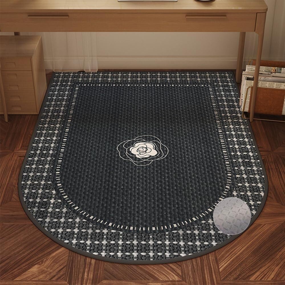 SSDDLZEQ Premium durable range Arched Office Chair Mat – For Protecting Carpets And Hardwood Floors(Black Camellia,100x140cm)