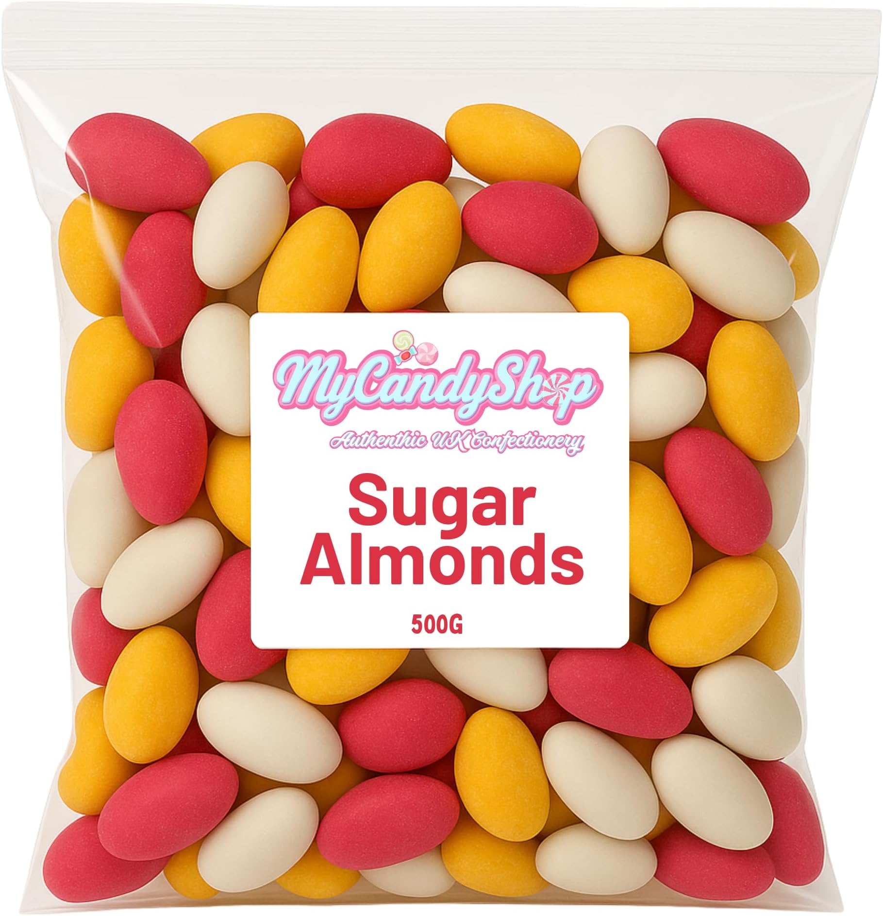 MyCandyShop Sugared Almonds 500g - Traditional Retro Sweets in Bulk Cheap - Halal, Vegan Friendly Sugared Almonds for Weddings, Celebrations & Gifts - UK-Made