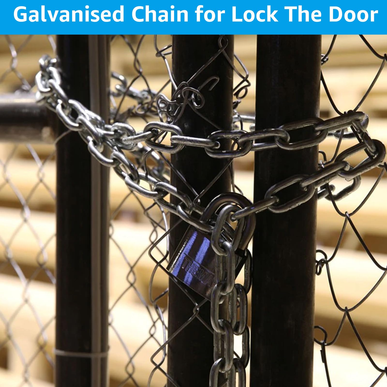 WOPPLXY Cadena Metálica Galvanizada, 8 Metros de Chain de 3 mm por Metros, Cadena de Eslabones Metálica, Superficie Galvanizada, Chain de Ancla, Cadenas para Columpios, para Colgar Vallas