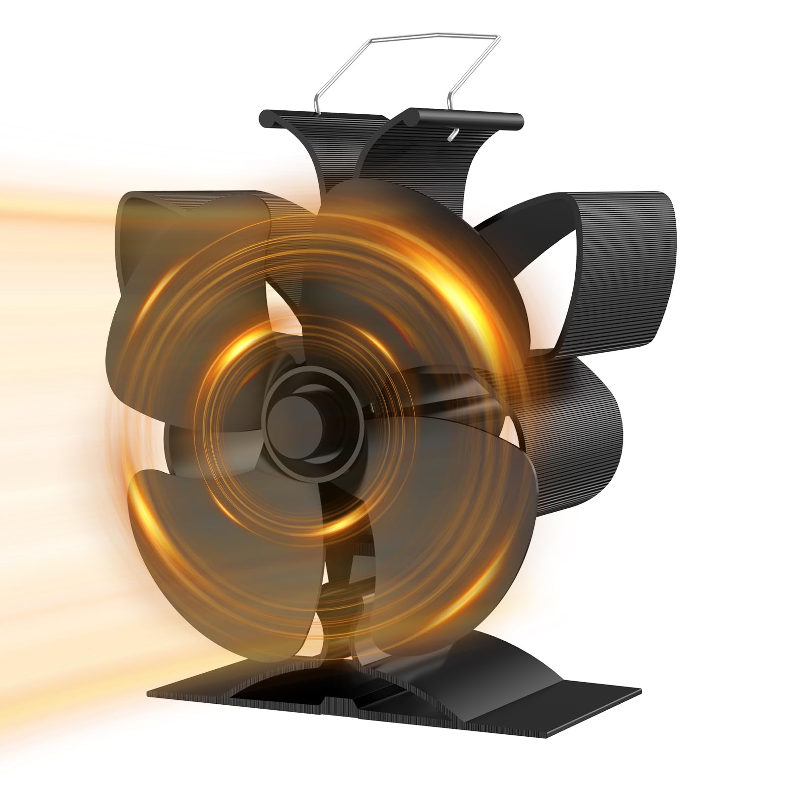 UZIMOO Ventilador de estufa, 4 hojas, sin electricidad, funcionamiento silencioso, ventilador de estufa de leña, funciona con calor, para chimenea, utensilios para leña, chimenea