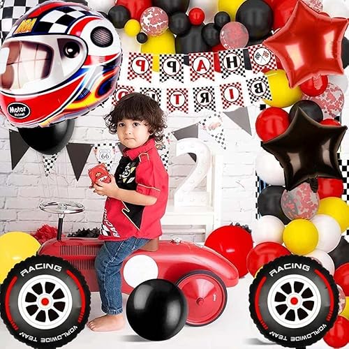 Race Car Balloons Motor Helmet Wheel Tire Balloon Birthday Party Decorations For Boys Foil Mylar Dirt Bike Hot Wheel Racing Car Theme Party Supplies Monstor Truck Party Favors Decor #TOP5