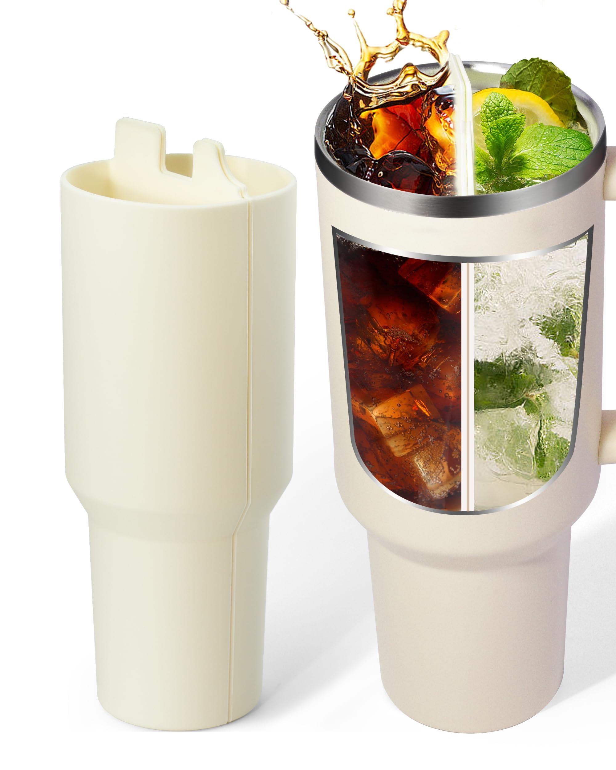 Taciieua 2-in-1 Drink Separator for Stanley Cup, Silicone Liner Divider Insert for 40 oz Tumbler, Cup Accessory