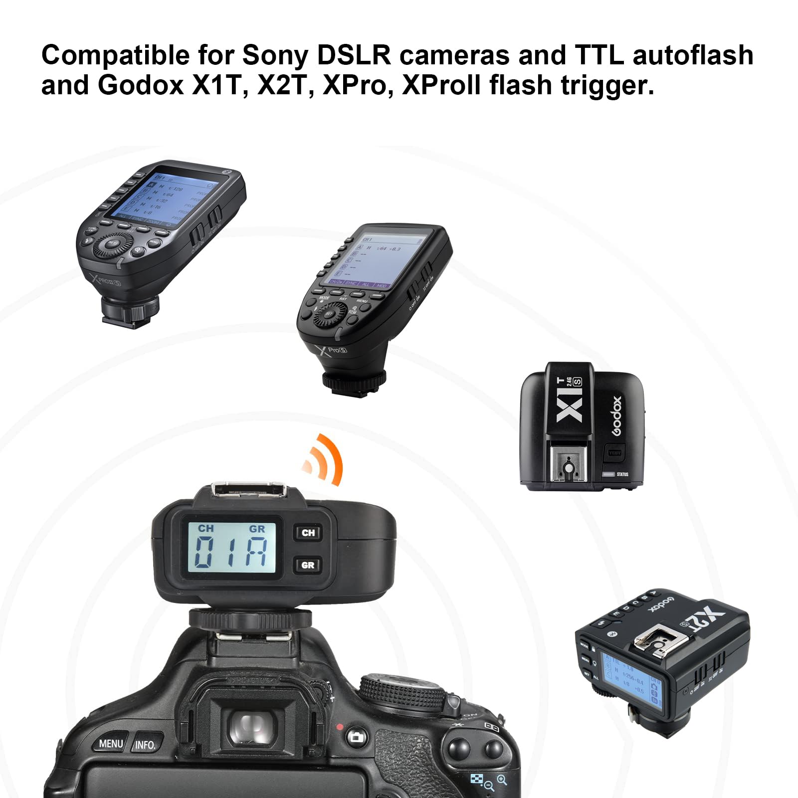 Godox X1R-S TTL 2.4G 1/8000s HSS Wireless Receiver Flash Remote For X1S Trigger Transmitter Sony A58 A7RII A99 A7R A6300 etc. Cameras (X1R-S)