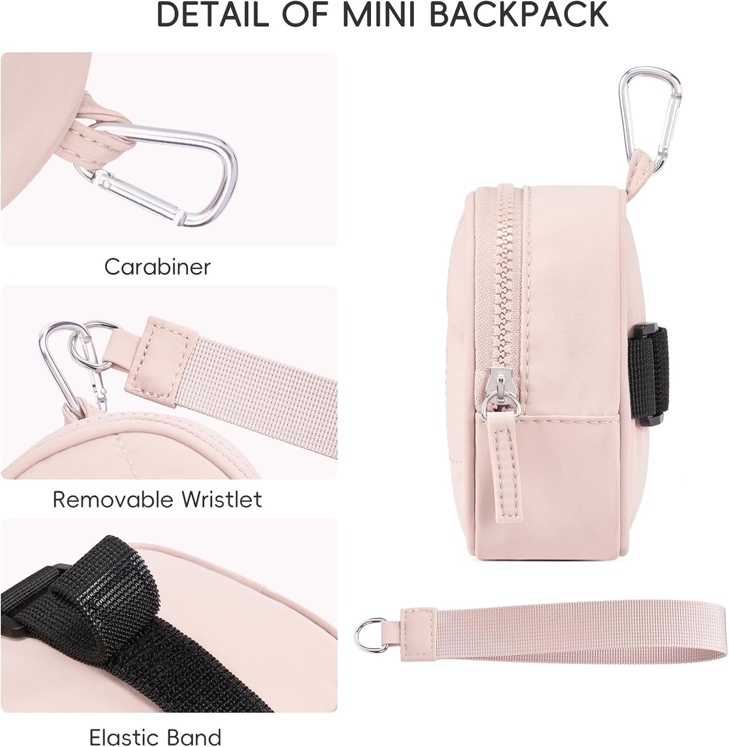 CLUCI Mini Backpack Keychain Wallet Small Change Quilted Coin Purse Cute Puffer Wristlet Pouch with 3 RFID Card Slots