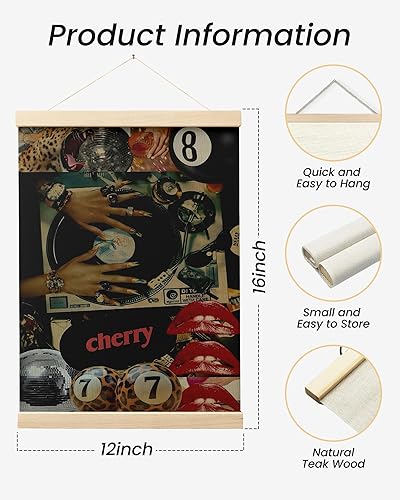 Miniatura 2 de FISWAFY Lienzo enmarcado con diseño de leopardo de moda para mujer negra, reproductor de DJ, arte de pared, disco de vinilo retro de la suerte de 8