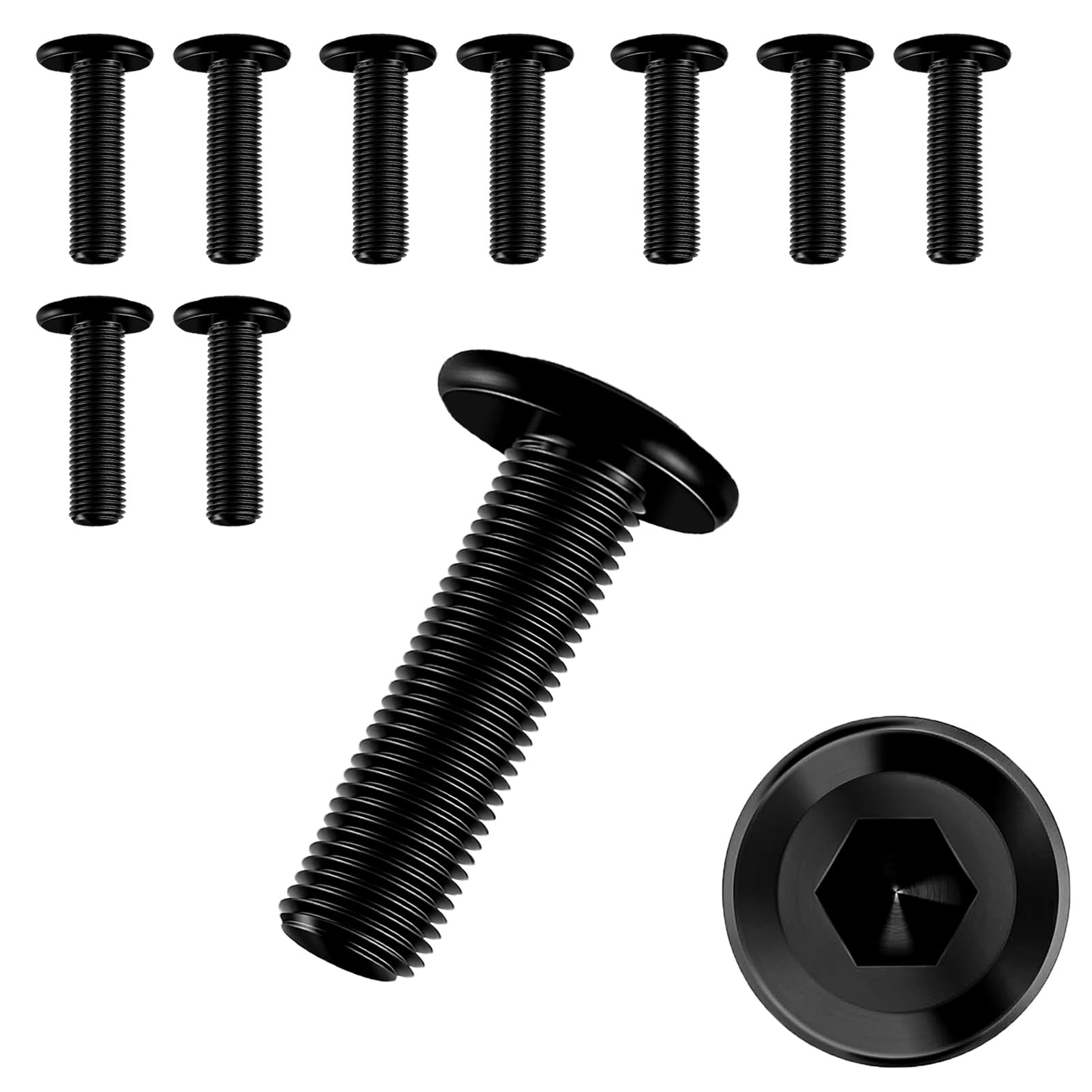 10 PCS Bolt M8×25,Stainless Steel Bolts,Flat Head Hex Socket Cap Screws Bolts,Allen Socket Bolts Screws,Furniture Screws,M8x25mm,Black(M8×25)