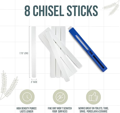 Miniatura 5 de Powerstone - Palitos de cincel de larga duración, paquete de 8  Estuche recargable con 8 varillas de fregado para eliminar manchas, cal y