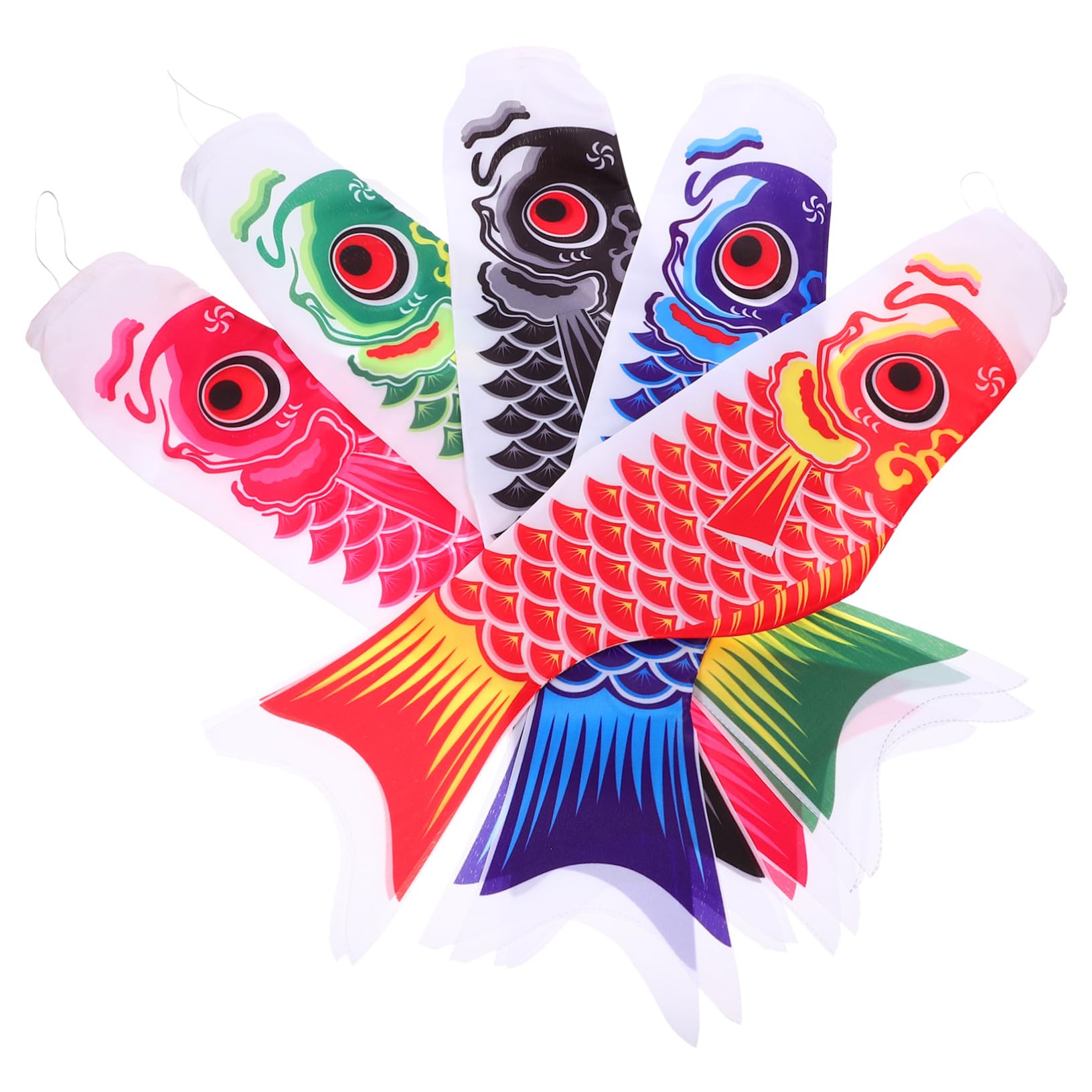 Drapeaux de poissons japonais suspendus de 55 cm en lot de 5 pour une décoration de style vent doux