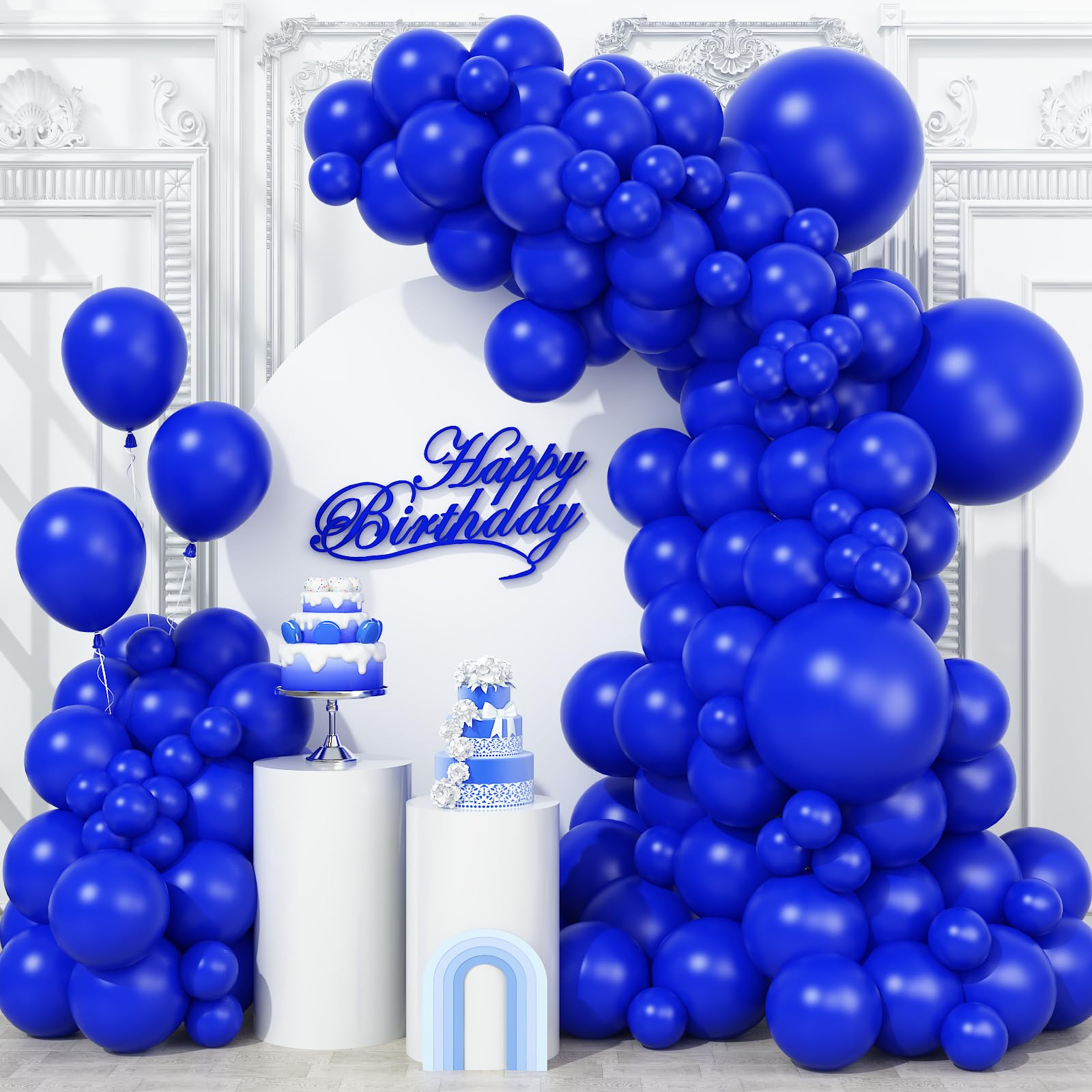 Togvu Royal Blue Balloons Different Sizes, 123 Packs Matte Blue Balloons, Pack of 18 12 10 5 Inch Premium Balloons Garland Arch Kit for Birthday