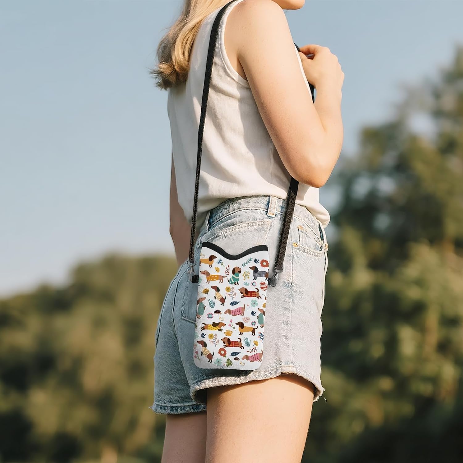 Cell Phone Sleeve Pouch Case Bag with Crossbody Strap Neck Lanyard for Women Men, Weiner Dog Gifts Cell Phone Crossbody Bag 7.1x3.9 Inch - Image 7